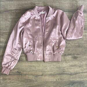 Women's Pink Satin Bomber Jacket